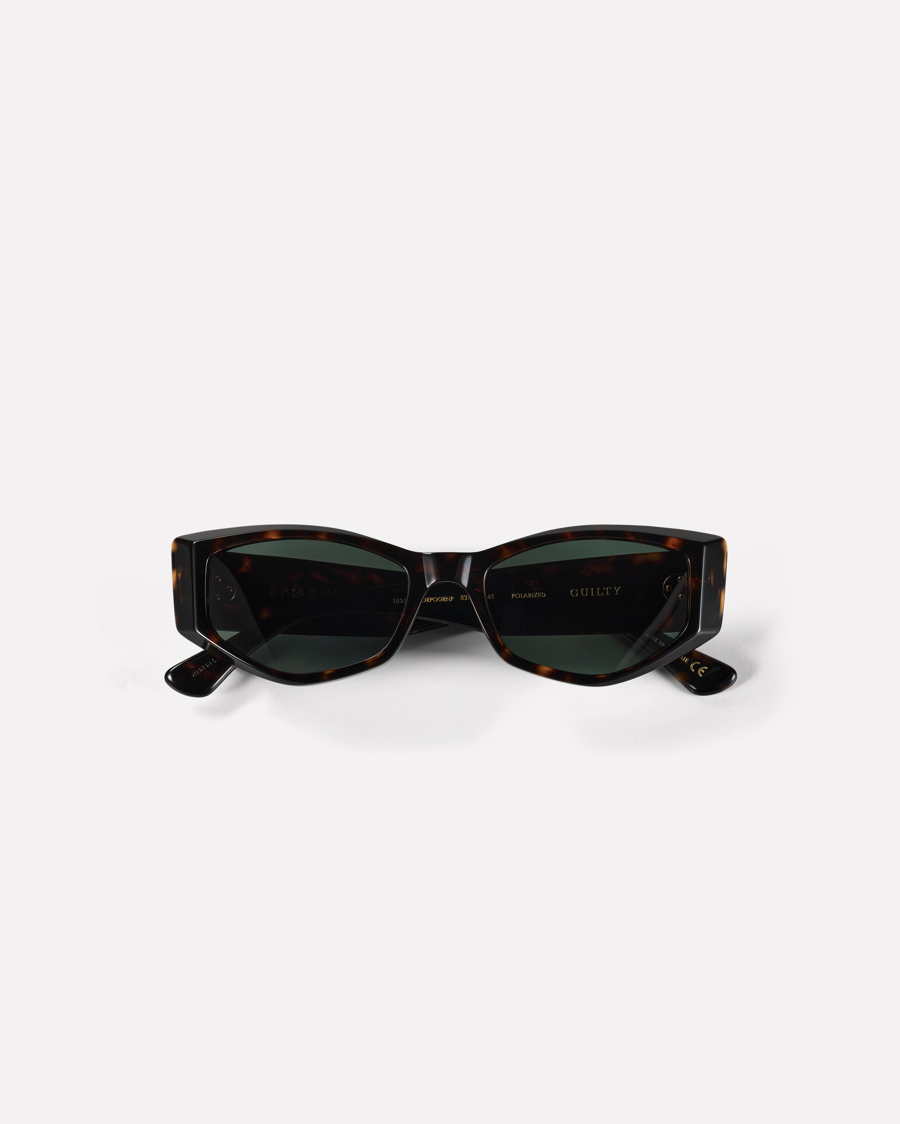 Guilty Sunglasses | Dark Tortoise Polished / Green Polarized | Epokhe Eyewear