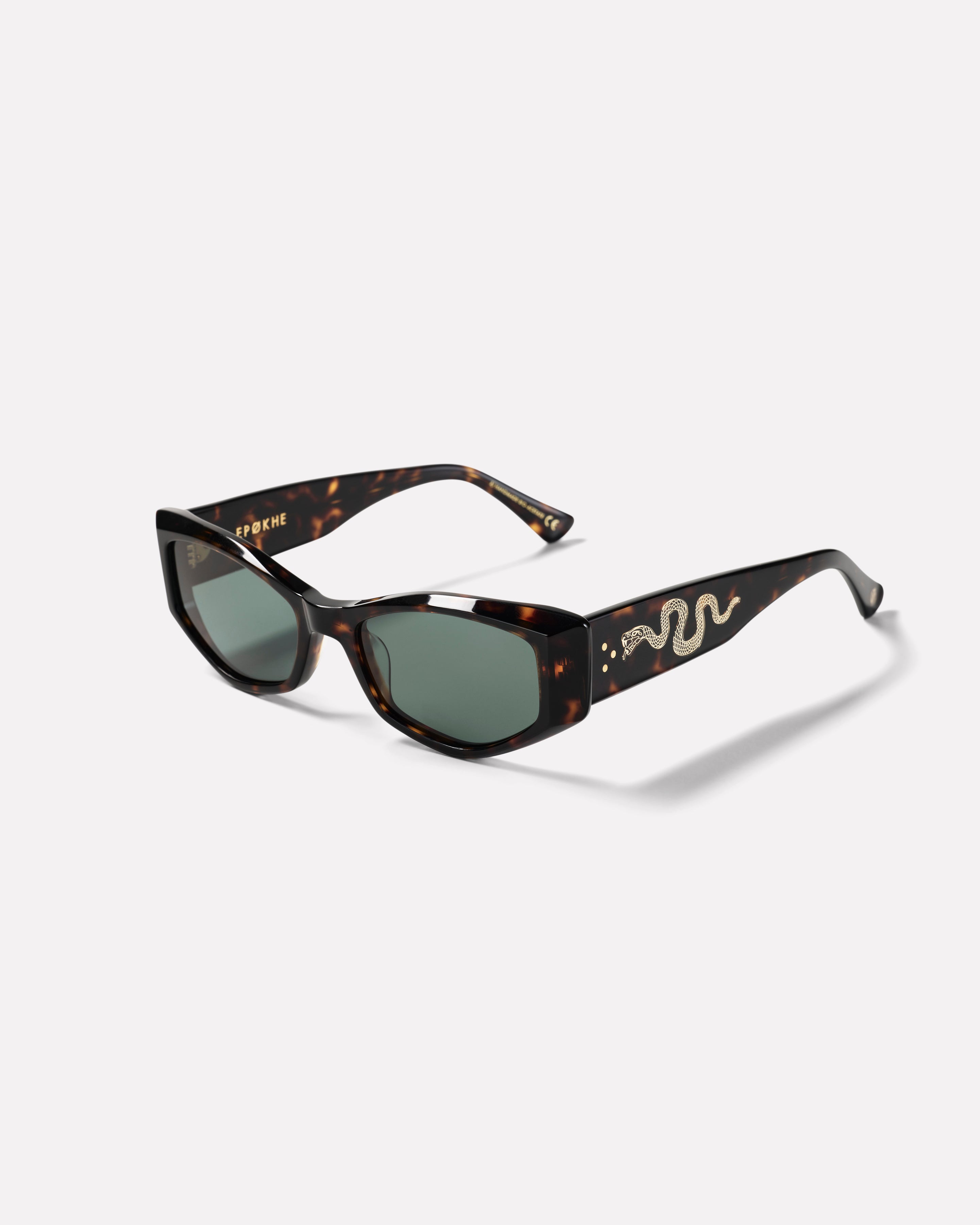 Guilty Sunglasses | Dark Tortoise Polished / Green Polarized | Epokhe Eyewear
