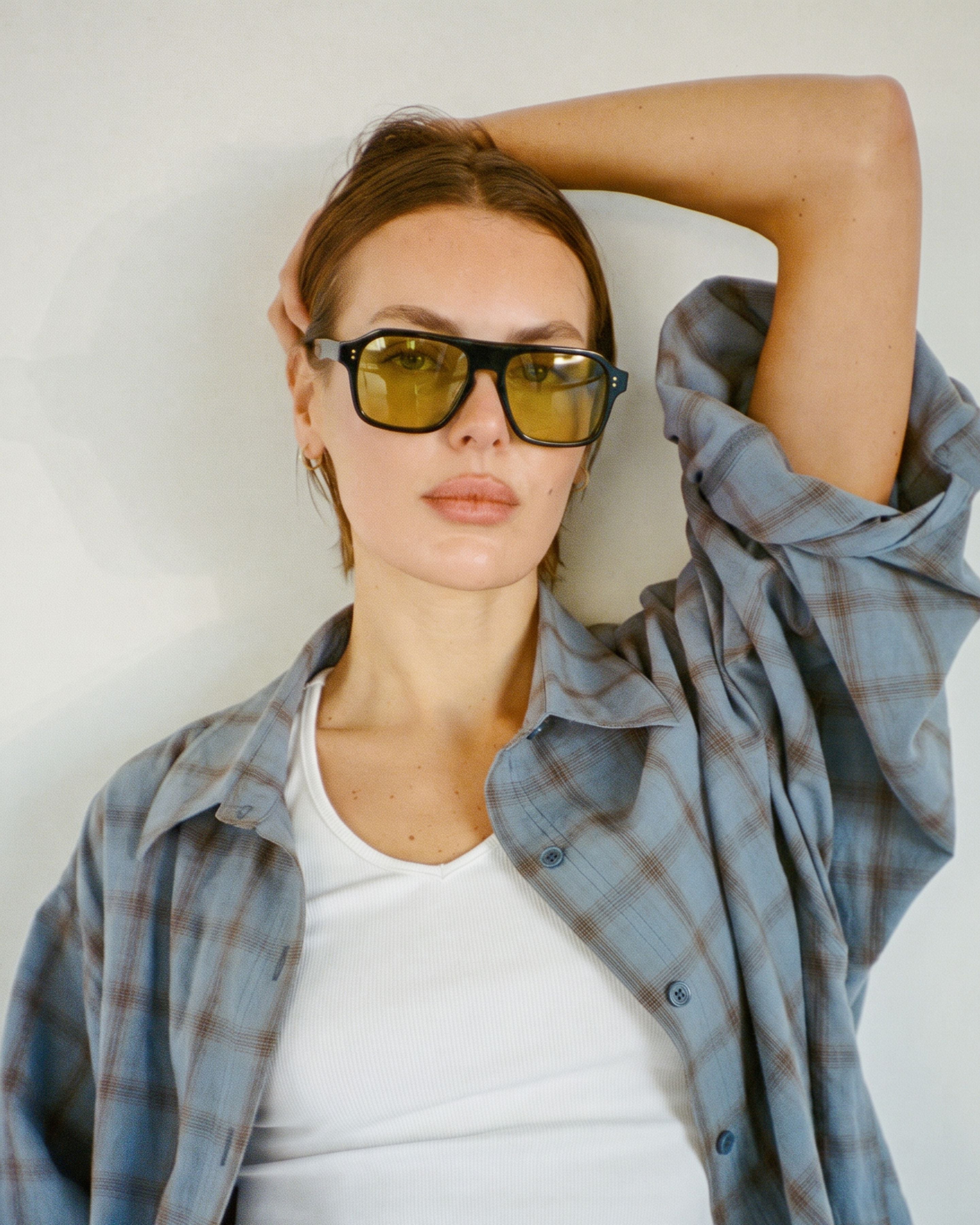 Pano Sunglasses  - Black Polished / Amber